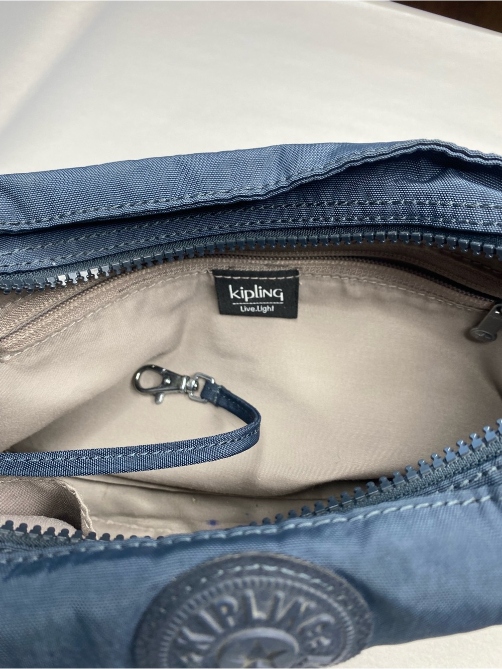 Kipling Angie Nylon Crossbody bag Blue gray Roomy lightweight - Picture 5 of 10